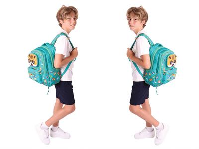 Kaukko Kids 3D Aslan Şekilli Erkek Çocuk Üçlü Okul Çantası Seti/Takımı - Yeşil (L5254+L7254+L8254)