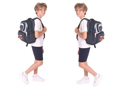 Kaukko Kids 3D Astronot Şekilli Erkek Çocuk Üçlü Okul Çantası Seti/Takımı - Siyah (L5253+L7253+L8253)