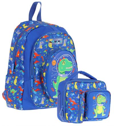 Kaukko Kids 3D Dinazor Detaylı Okul Çantası (L5262) ve Thermo Beslenme Çantası (L7262) Seti - Erkek Çocuk