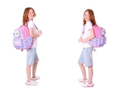 Kaukko Kids 3D Kedi Şekilli Kız Çocuk Üçlü Okul Çantası Seti/Takımı - Mor Pembe (L5236+L7236+L8236)