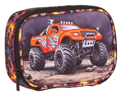 Kaukko Kids Arazi Aracı Baskılı Siyah - Kırmızı Erkek Çocuk Organizer Kalem Çantası - Kalemlik - L5376