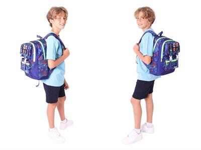 Kaukko Kids Armalı Kamyon Desenli Erkek Çocuk Üçlü İlkokul Okul Çantası Seti - Lacivert Yeşil