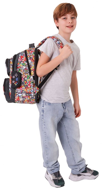 Kaukko Kids Beş Bölmeli Erkek Çocuk Aviator Baskılı Siyah İlkokul Okul Sırt Çantası - L5424