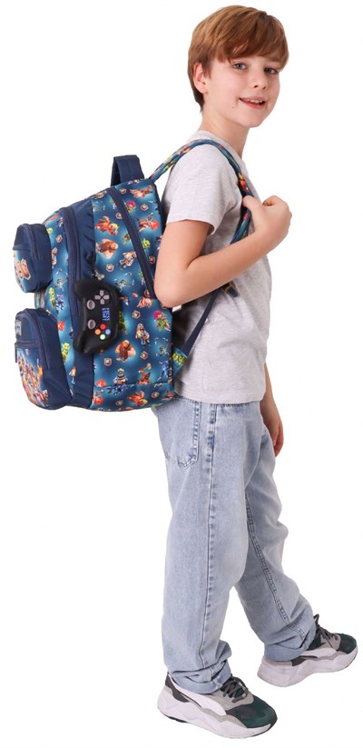 Kaukko Kids Beş Bölmeli Erkek Çocuk Boom Baskılı Lacivert İlkokul Okul Sırt Çantası - L5419