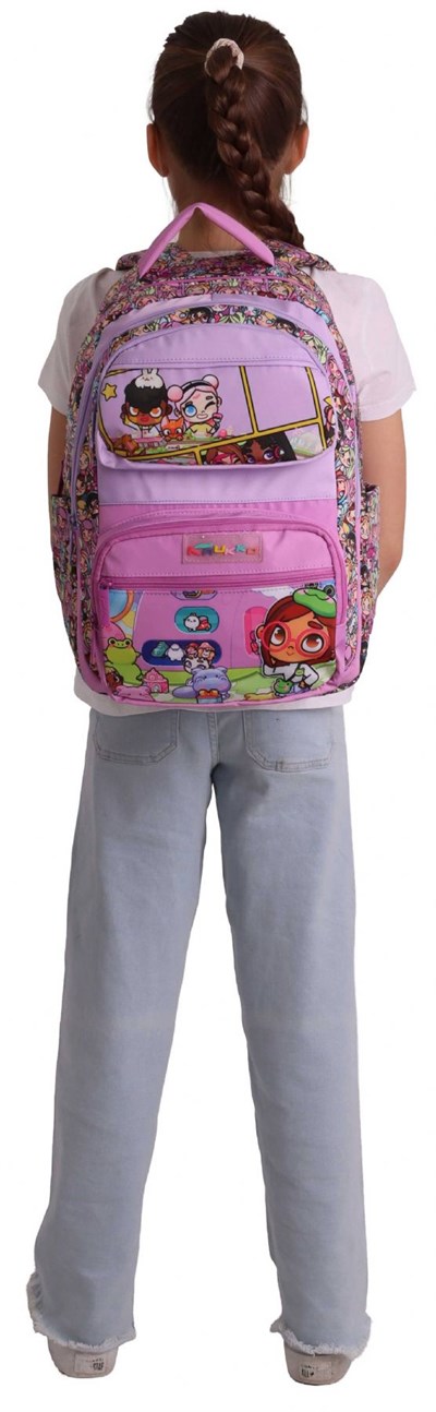 Kaukko Kids Beş Bölmeli Kız Çocuk Nagy Baskılı Pembe İlkokul Okul Sırt Çantası - L5333