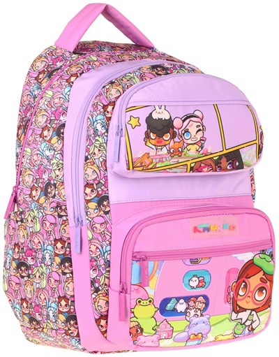 Kaukko Kids Beş Bölmeli Kız Çocuk Nagy Baskılı Pembe İlkokul Okul Sırt Çantası - L5333