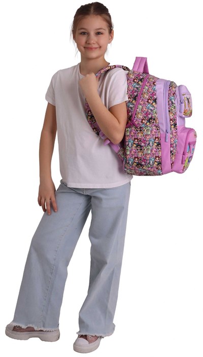 Kaukko Kids Beş Bölmeli Kız Çocuk Nagy Baskılı Pembe İlkokul Okul Sırt Çantası - L5333