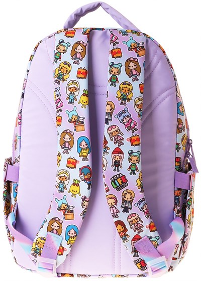 Kaukko Kids Beş Bölmeli Kız Çocuk Toca Life Baskılı Lila - Turkuaz İlkokul Okul Sırt Çantası - L5338