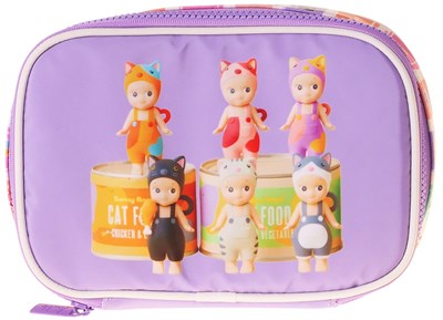 Kaukko Kids Cat Life Baskılı Mor - Krem Kız Çocuk Organizer Kalem Çantası - Kalemlik - L5296