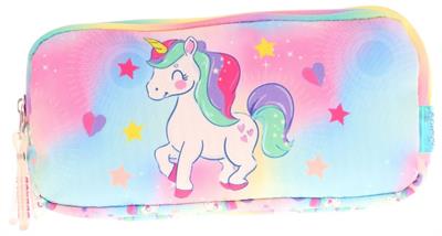 Kaukko Kids Çok Renkli, Unicorn, Kız Çocuk Üç Gözlü Okul Kalem Çantası - L8243
