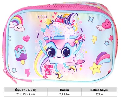 Kaukko Kids Dondurma Desenli Pembe Kız Çocuk Organizer Kalem Çantası - Kalemlik - L5293