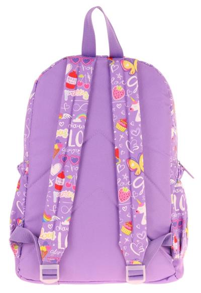Kaukko Kids Dört Bölmeli Kız Çocuk Silikon Aksesuarlı Mor İlkokul Çantası