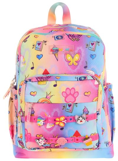 Kaukko Kids Dört Bölmeli Kız Çocuk Silikon Aksesuarlı Mavi Sarı İlkokul Çantası