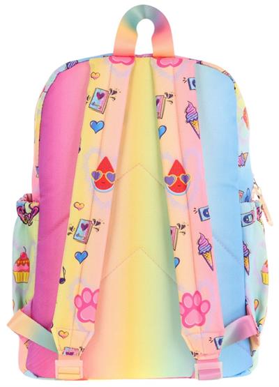 Kaukko Kids Dört Bölmeli Kız Çocuk Silikon Aksesuarlı Mavi Sarı İlkokul Çantası