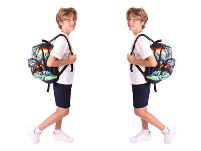 Kaukko Kids Dört Bölmeli Okul Çantası + Beslenme +Kalemlik Seti (Kayak Yapan Astonot - Erkek Çocuk - Siyah)