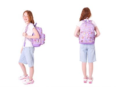 Kaukko Kids Dört Bölmeli Sırt Çantası ve Isı Yalıtımlı Beslenme Çantası Seti - Kız Çocuk - Mor