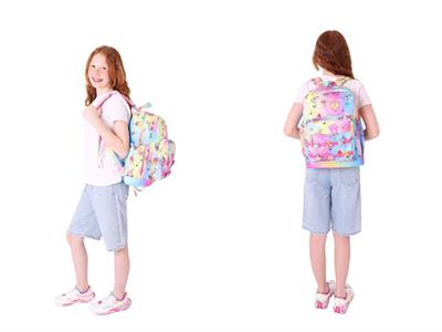 Kaukko Kids Dört Bölmeli Sırt Çantası ve Isı Yalıtımlı Beslenme Çantası Seti - Kız Çocuk - Mavi Sarı