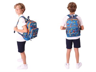 Kaukko Kids Dört Bölmeli Sırt Çantası ve Isı Yalıtımlı Beslenme Çantası Seti - Erkek Çocuk - Lacivert Turuncu