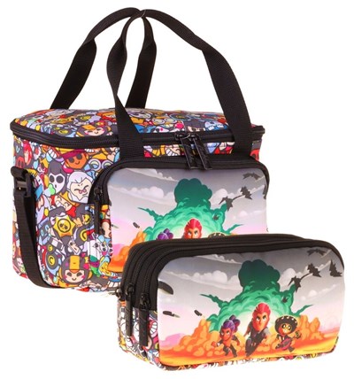 Kaukko Kids Erkek Çocuk Aviator Baskılı Siyah Thermo Beslenme Çantası ve Kalemlik Seti - SETKK-L5425