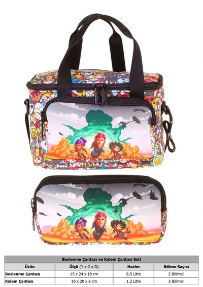 Kaukko Kids Erkek Çocuk Aviator Baskılı Siyah Thermo Beslenme Çantası ve Kalemlik Seti - SETKK-L5425