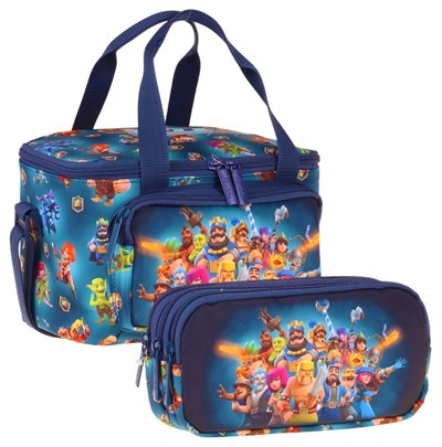 Kaukko Kids Erkek Çocuk Boom Baskılı Lacivert Thermo Beslenme Çantası ve Kalemlik Seti - SETKK-L5420