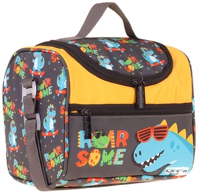 Kaukko Kids Erkek Çocuk Dinazor Roar Some Baskılı Isı Yalıtımlı Okul Beslenme Çantası (Sarı - Mavi) - L5395