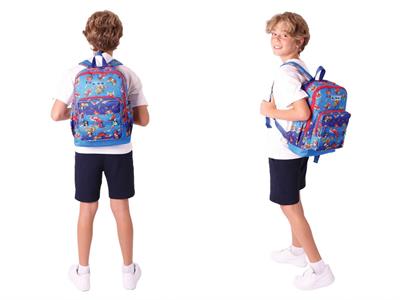 Kaukko Kids Erkek Çocuk Mavi Kırmızı Okul Çantası ve Üç Bölmeli Kalemlik Seti - Silikon Aksesuarlı