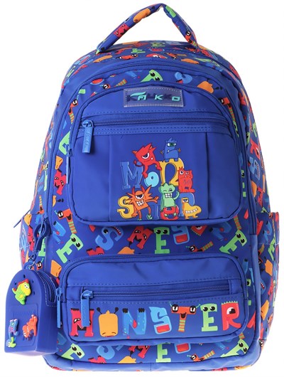 Kaukko Kids Erkek Çocuk Moster Baskılı (Monster) Altı Bölmeli İlkokul Sırt Çantası - L5404