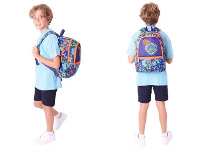 Kaukko Kids Erkek Çocuk Okul Çantası ve Isı Yalıtımlı Beslenme Çantası Seti (L5269+L7269) Futbol Topu Baskılı - Lacivert Turuncu