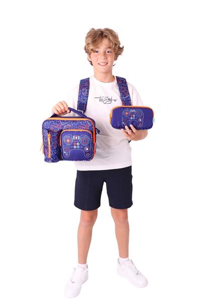 Kaukko Kids Erkek Çocuk Oyun Desenli Üçlü Okul Çanta Seti(Okul Çantası+Beslenme Çantası+Kalemlik)