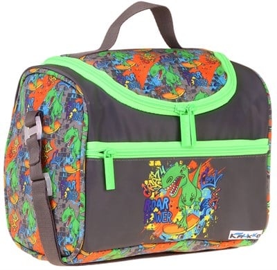 Kaukko Kids Erkek Çocuk Street Dinazor Baskılı Isı Yalıtımlı Okul Beslenme Çantası (Siyah - Yeşil) - L5415