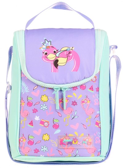 Kaukko Kids Flamingo Baskılı Kız Çocuk Yeşil Mor Uzun Beslenme Çantası