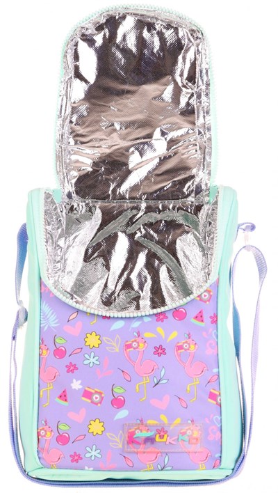 Kaukko Kids Flamingo Baskılı Kız Çocuk Yeşil Mor Uzun Beslenme Çantası