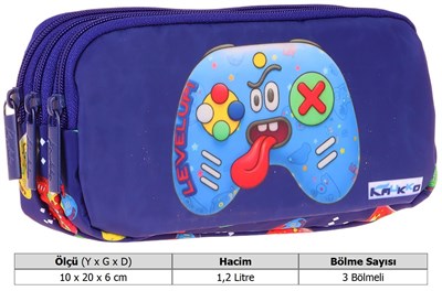 Kaukko Kids Good Game Baskılı Lacivert - Kırmızı Erkek Çocuk Okul Kalemliği Kalem Çantası - L5391