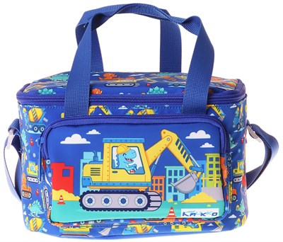Kaukko Kids İki Bölmeli Thermo Okul Beslenme Çantası - Dinazor ve İş Makinesi Baskılı (Erkek Çocuk) - L5370