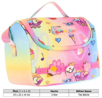 Kaukko Kids Isı Yalıtımlı, Silikon Aksesuarlı Beslenme Çantası - Mavi Sarı - Kız Çocuk - L7244