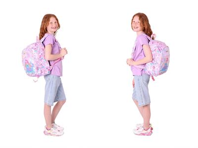 Kaukko Kids Kız Çocuk - Pembe Mavi Pullu Denizkızı Desenli - Okul Çanta Seti (Sırt Çantası+Beslenme Çantası+Kalemlik)