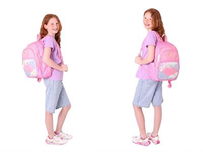 Kaukko Kids Kız Çocuk - Pembe Pullu Bulut Desenli - Okul Çanta Seti (Sırt Çantası+Beslenme Çantası+Kalemlik)