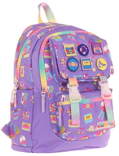 Kaukko Kids Kız Çocuk Armalı Hobi Desenli İlkokul Okul Sırt Çantası (Dört Bölmeli) - Mor - L5238