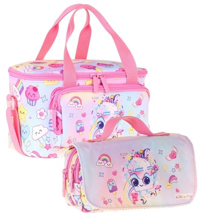 Kaukko Kids Kız Çocuk Dondurma Desenli Pembe Thermo Beslenme Çantası ve Kalemlik Seti - SETKK-L5284