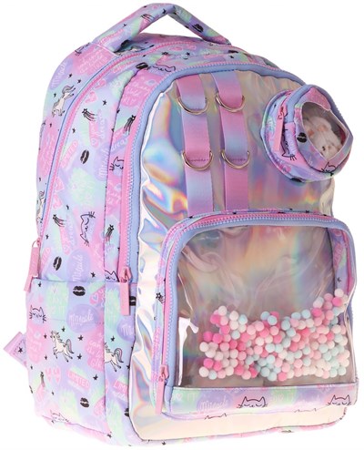 Kaukko Kids Kız Çocuk Dream Baskılı Çok Renkli Peluş Aksesuarlı İlkokul Okul Sırt Çantası - L5343