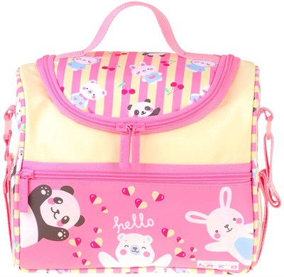 Kaukko Kids Kız Çocuk Hello Baskılı Isı Yalıtımlı Okul Beslenme Çantası (Sarı - Pembe) - L5309