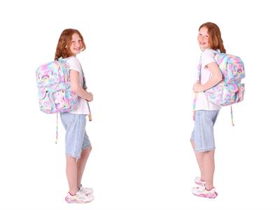 Kaukko Kids Kız Çocuk İlkokul Okul Çantası Seti - Peluş Unicornlu - Pembe (L5243+L7243+L8243)