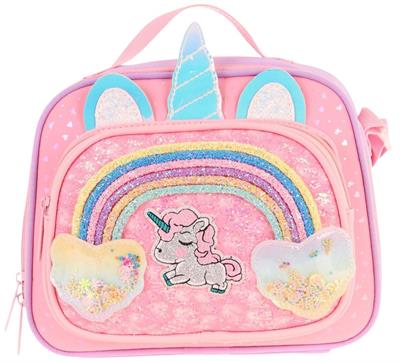 Kaukko Kids Kız Çocuk Isı Yalıtımlı İki Bölmeli Beslenme Çantası (Simli Unicorn Desenli) L7212