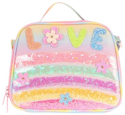 Kaukko Kids Kız Çocuk Isı Yalıtımlı Okul/Piknik Beslenme Çantası (Simli Pullu Love) L7214
