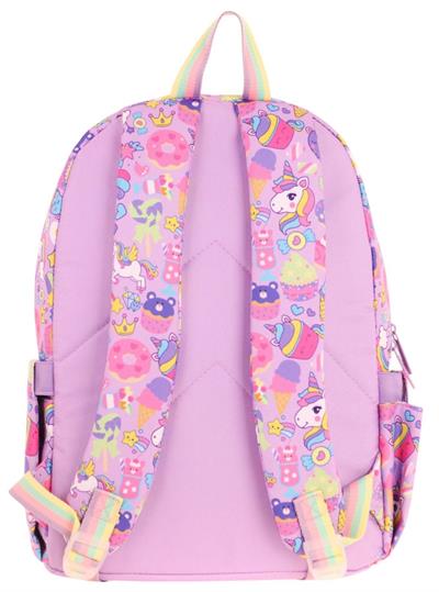 Kaukko Kids Kız Çocuk (Lila - Pullu Sweet Desenli) Dört Gözlü Okul Sırt Çantası - L5215