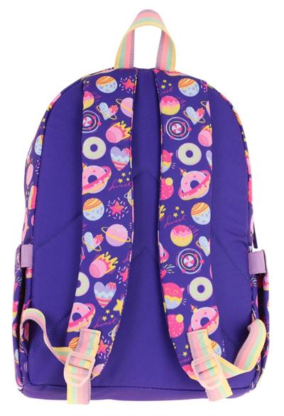 Kaukko Kids Kız Çocuk (Mor - Pullu Şekerleme Desenli) Dört Gözlü Okul Sırt Çantası - L5216