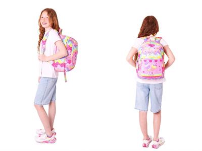 Kaukko Kids Kız Çocuk Okul Çantası ve Isı Yalıtımlı Beslenme Çantası Seti (L5232+L7232) Dondurma Baskılı - Pembe Sarı