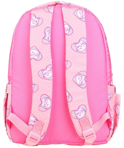Kaukko Kids Kız Çocuk Pembe Sevimli Kedi Baskılı Dört Bölmeli İlkokul Sırt Çantası - KK-L5157