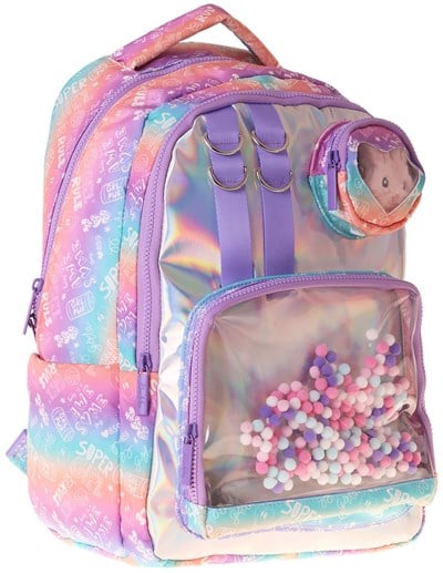 Kaukko Kids Kız Çocuk Renk Geçişli Lila Peluş Aksesuarlı İlkokul Okul Sırt Çantası - L5348